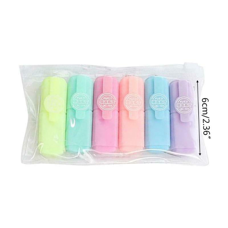 6pcs Mini Colorful Highlighters Promotional Art Markers Fluorescent Pen