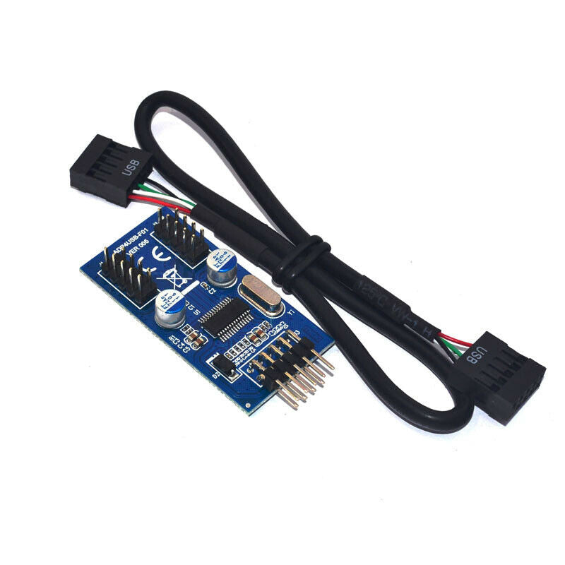 Motherboard 9Pin USB Header to 2 Male Adapter Card USB2.0 9Pin to Dual 9Pin CoZ5