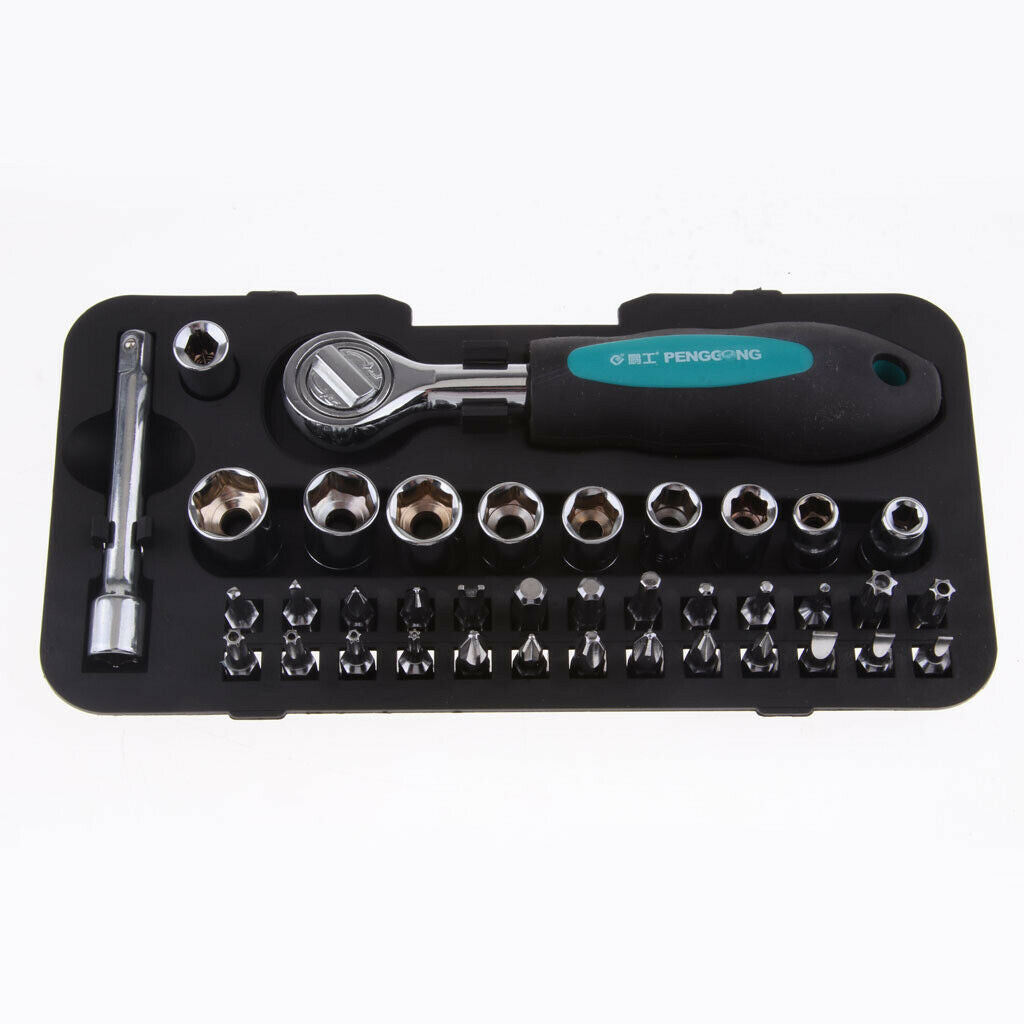 38Pcs Multi High Precision Ratcheting Wrench Set and Bits Repair Tool Kit