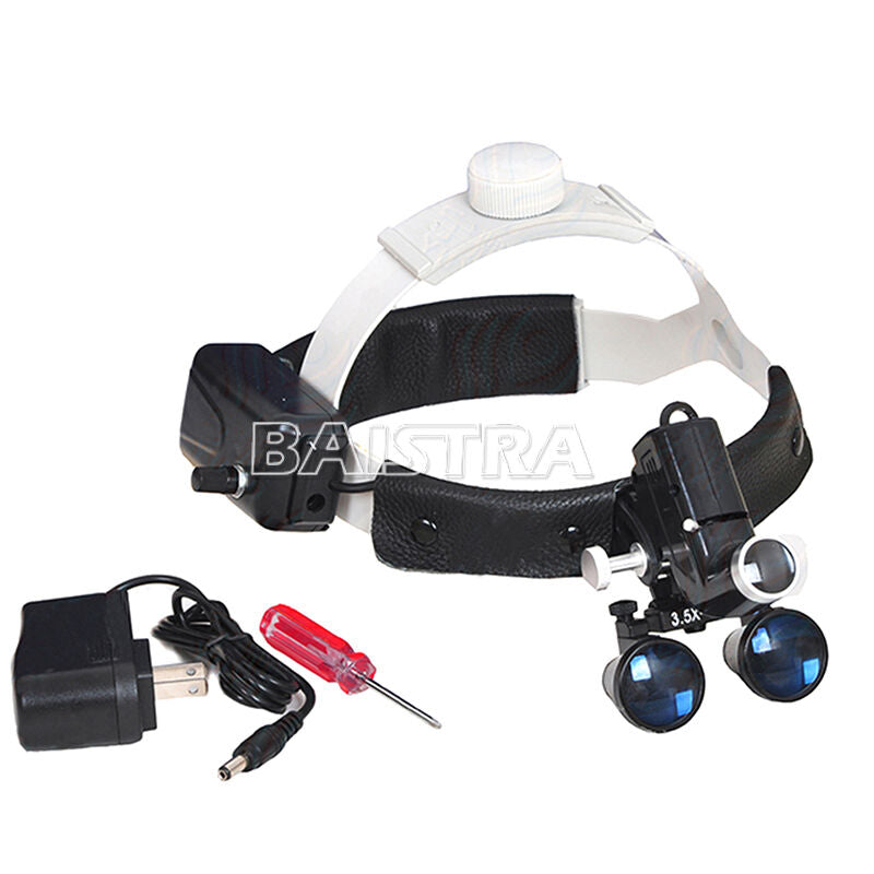 Dental 3.5X Surgical Headband Leather Medical LED Binocular Loupes DY-106 Black