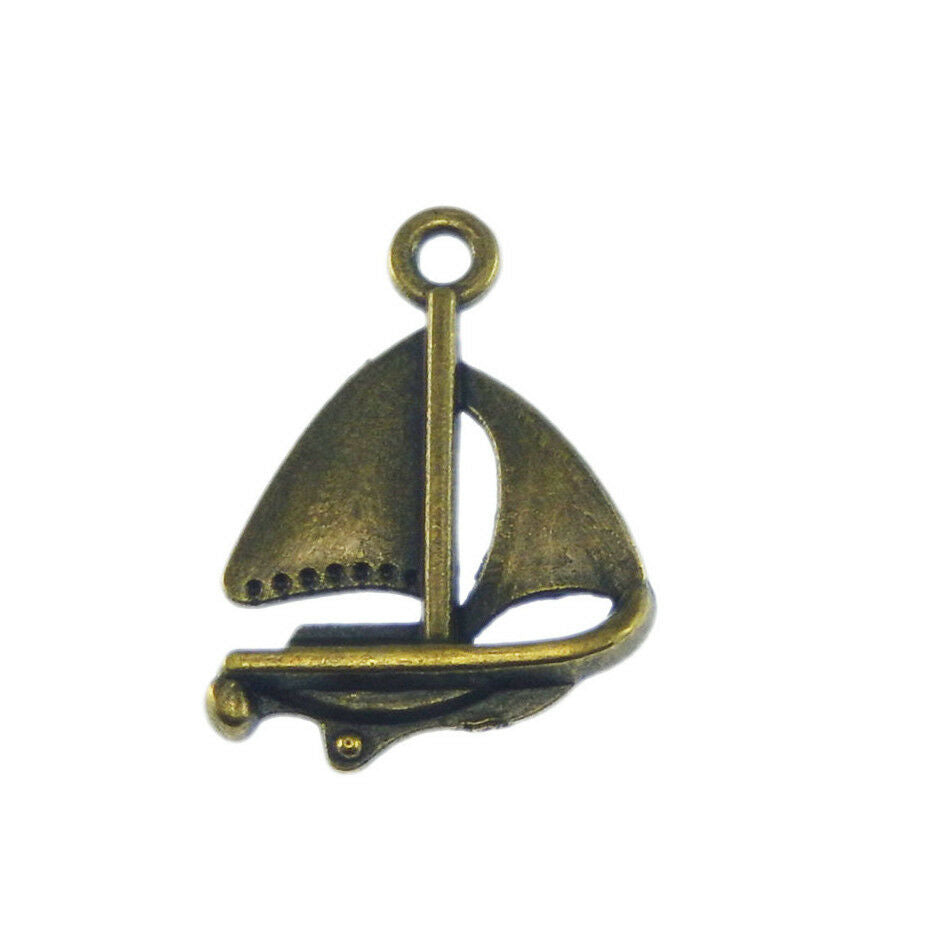 40 pcs Antiqued Bronze Alloy Sailboat Charm 20x18 mm Pendant Findings DIY