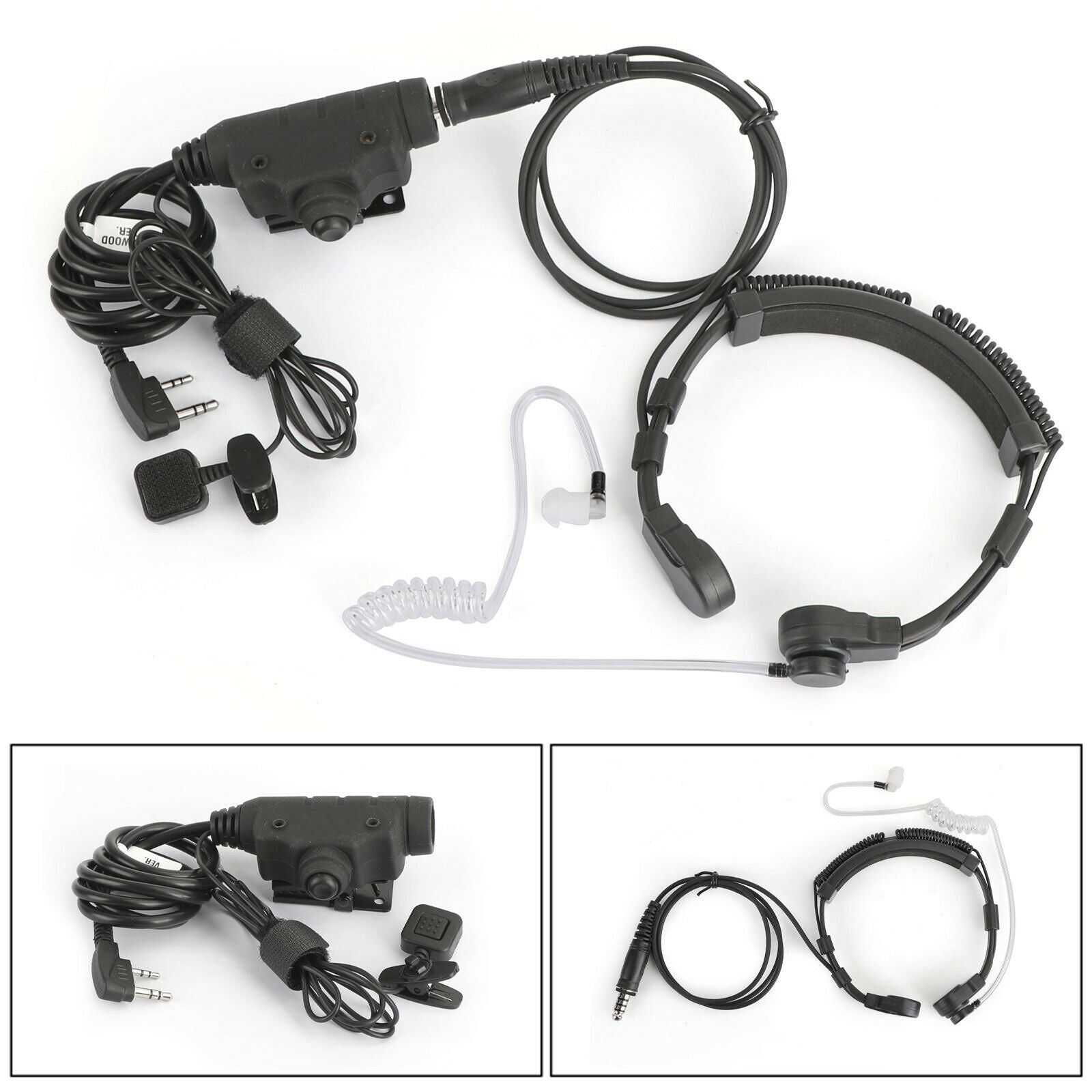 Throat Mic Headset Dual PTT Air Tube Fit for BaoFeng UV5R UV82 TK3107 TK-3201