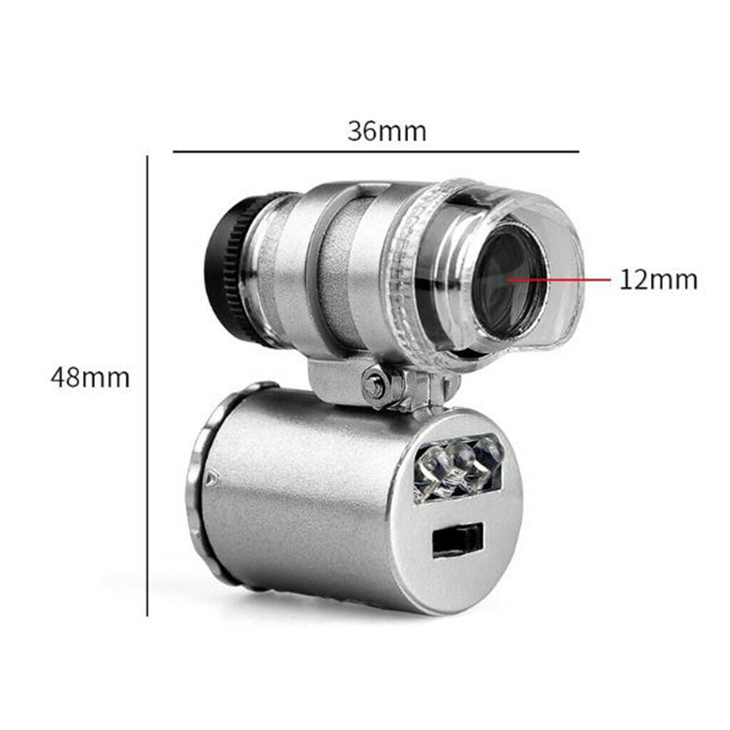 60X Pocket Magnifier Jewelry Eye Loupe Magnifying Glass Currency Detector