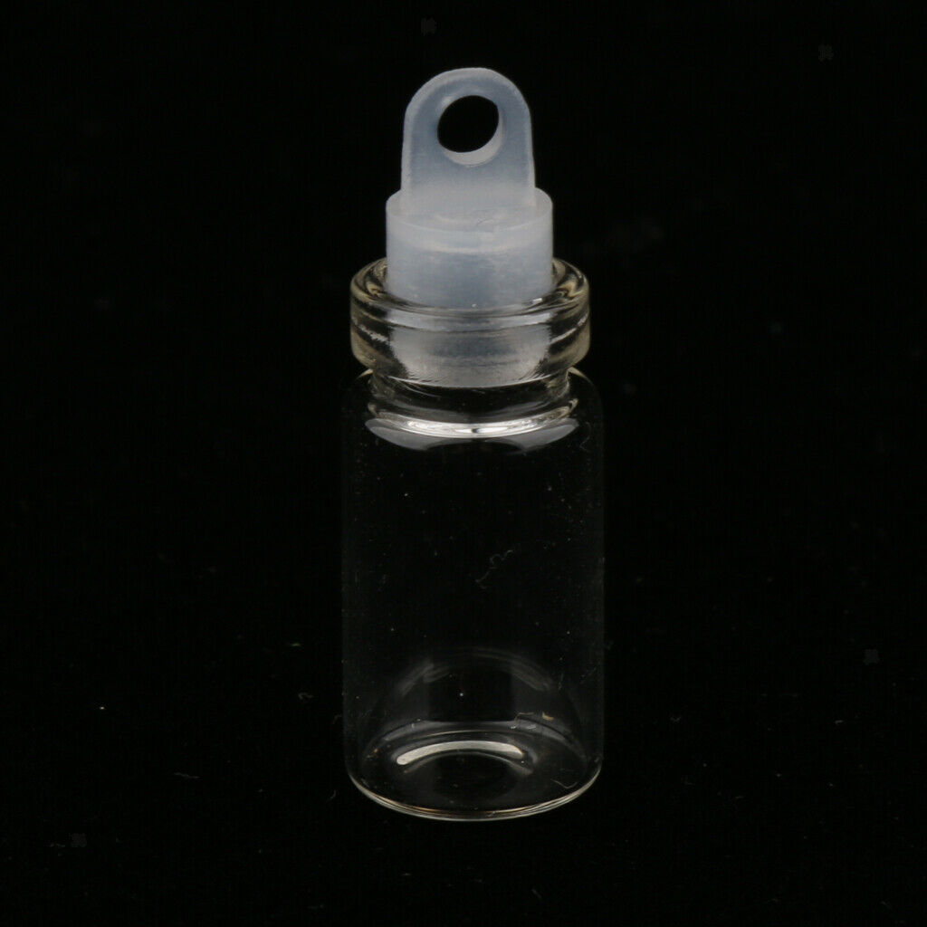 60Pcs 1+2ml Small Glass Bottle with Stopper Tiny Vials Wishing Lucky Jars