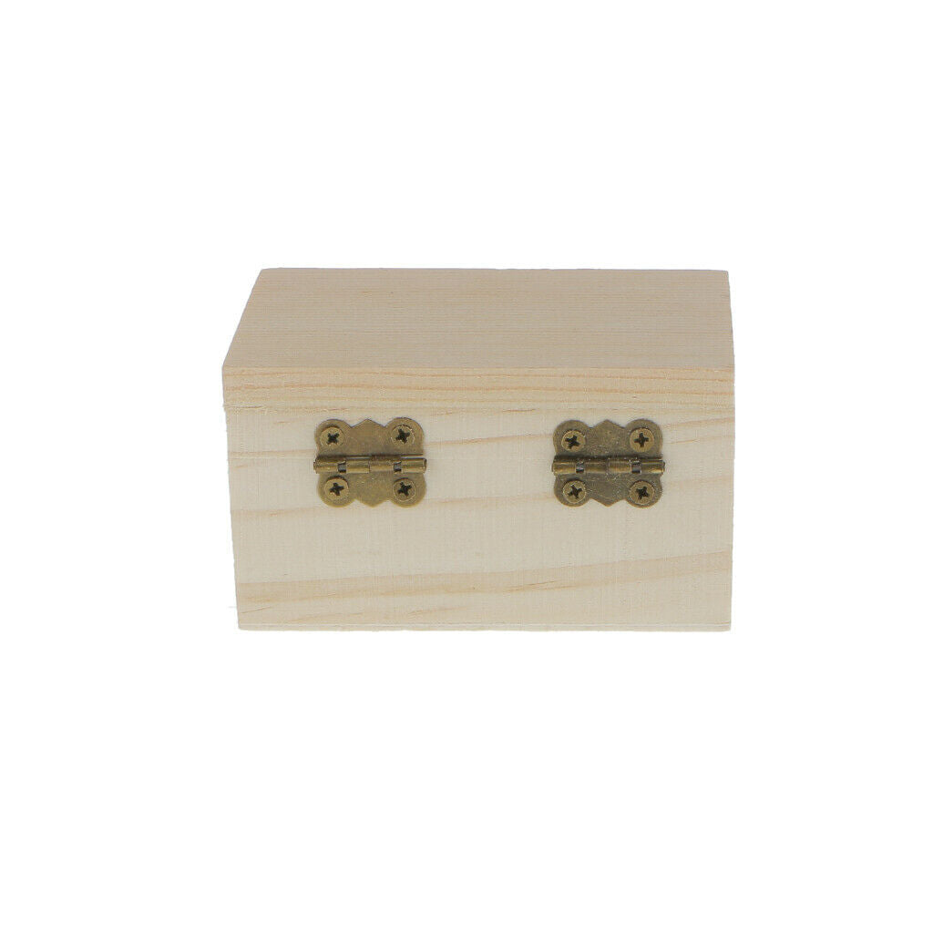 Unfinished Wooden Square Jewelry Box w/ Clasp Necklace Storage Box Holider