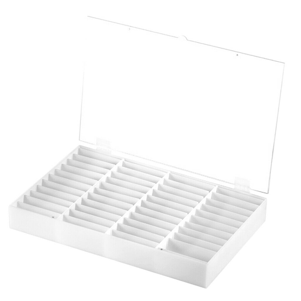 44 Slots No Dust False Nail Tips Display Storage Box Case Organizer W/ Clear Lid