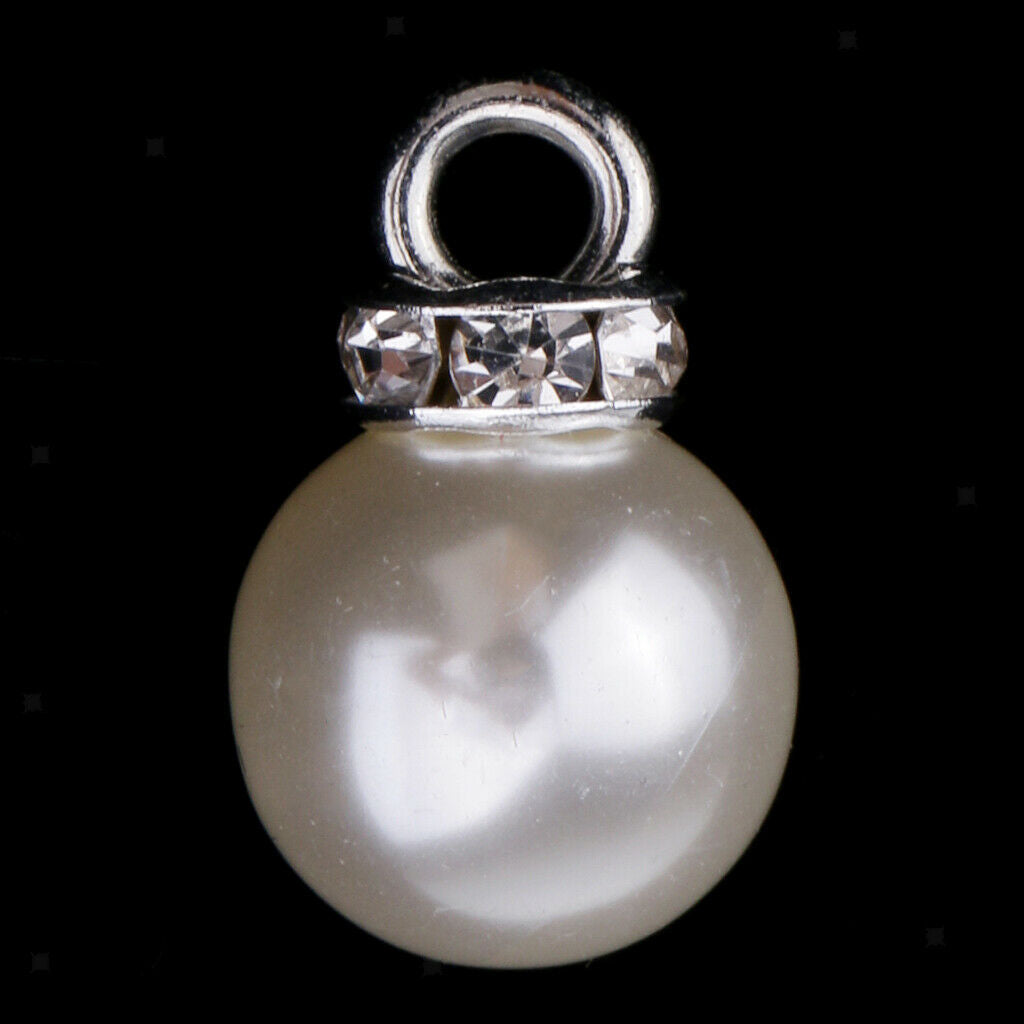 10pcs 10mm Rhinestone Imitation Pearls Charms Pendant for DIY Jewelry Making