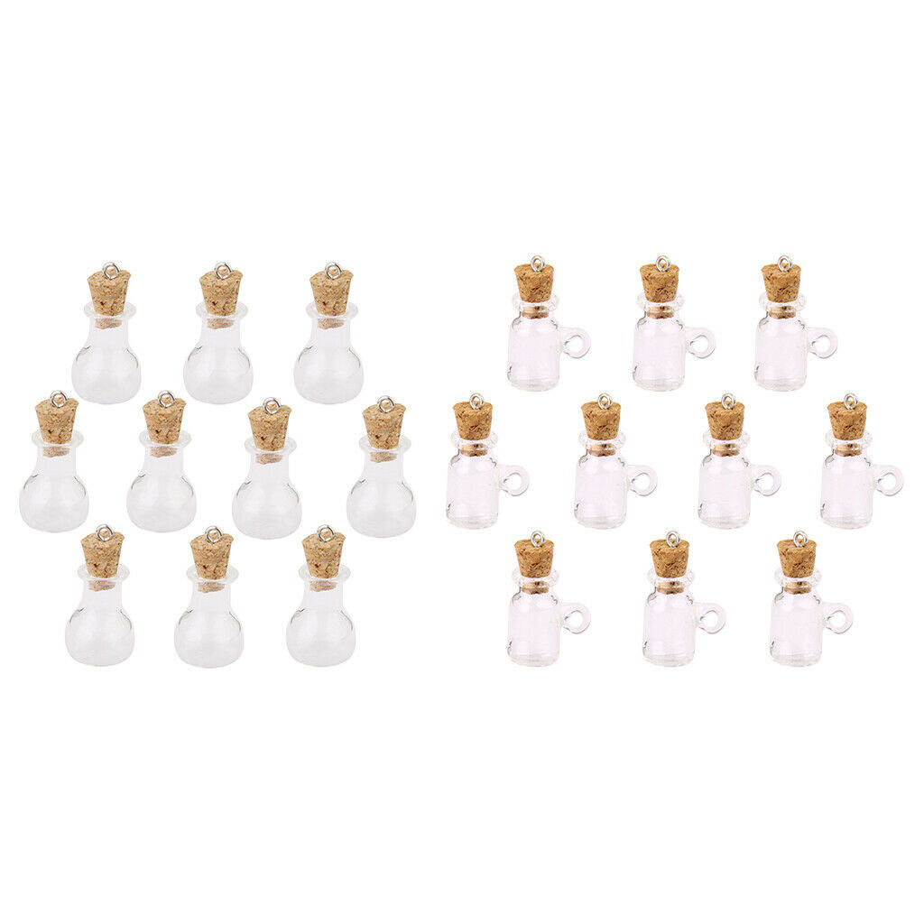 20pcs Small Glass Cork Bottle Wishing Bottle Craft Pendants Jewelry Wedding