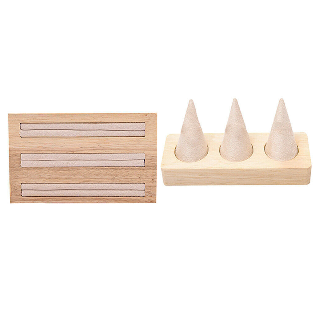 2Set Wood Jewelry Display Stand Showcase Tray Jewellery Stoage for Bracelets