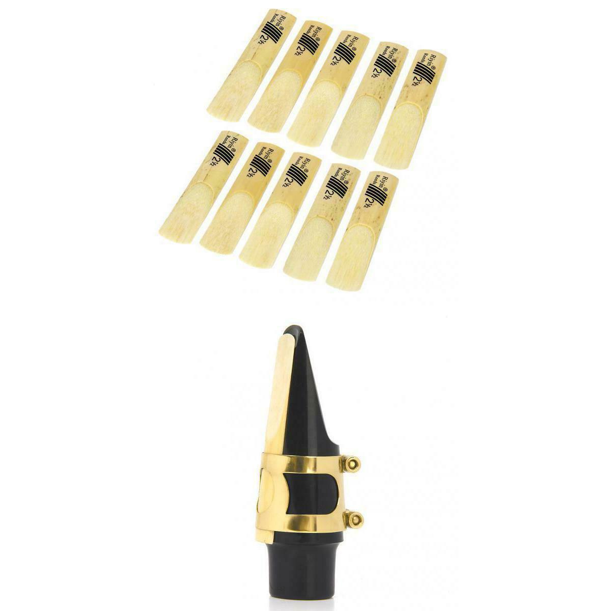 Alto Sax Saxophone Mouthpiece w 2.5 Reed Ligature   & 10 bE Strength 2.5 Reeds