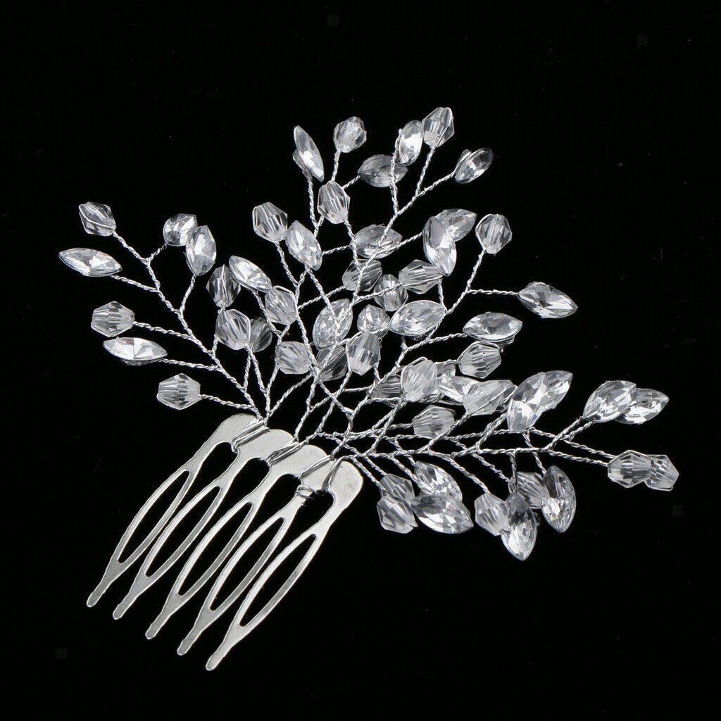 Wedding Bridal Leaf Hair Side Comb Filigree Hairpins Rhinestone Jewelry