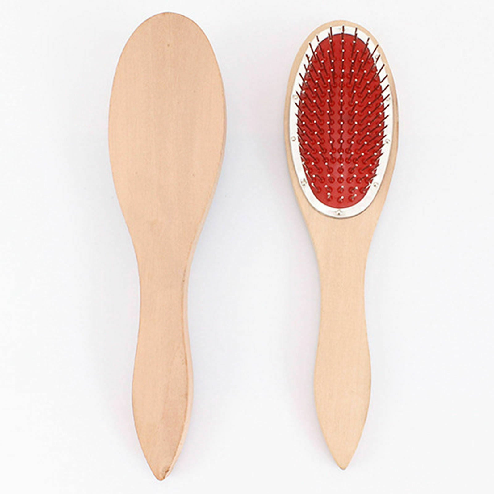 Anti-Static Detangling Steel Tooth Wood Comb Brush Wig Hair Extensions Brush