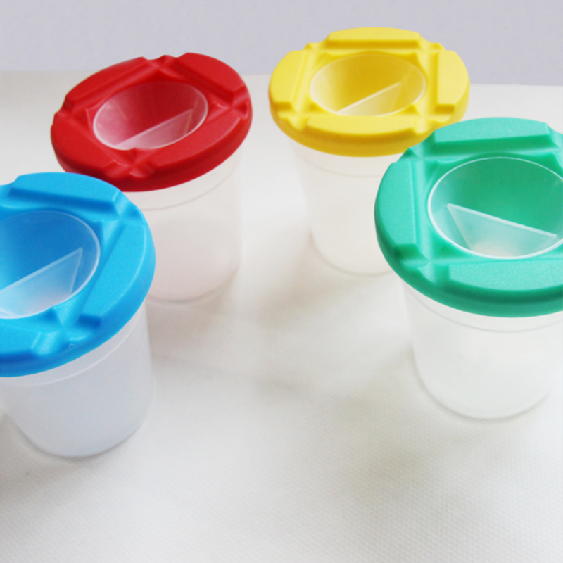 Childrens 4x Non Spill Paint Pots For Kids Assorted Coloured Lids Art and Crafts