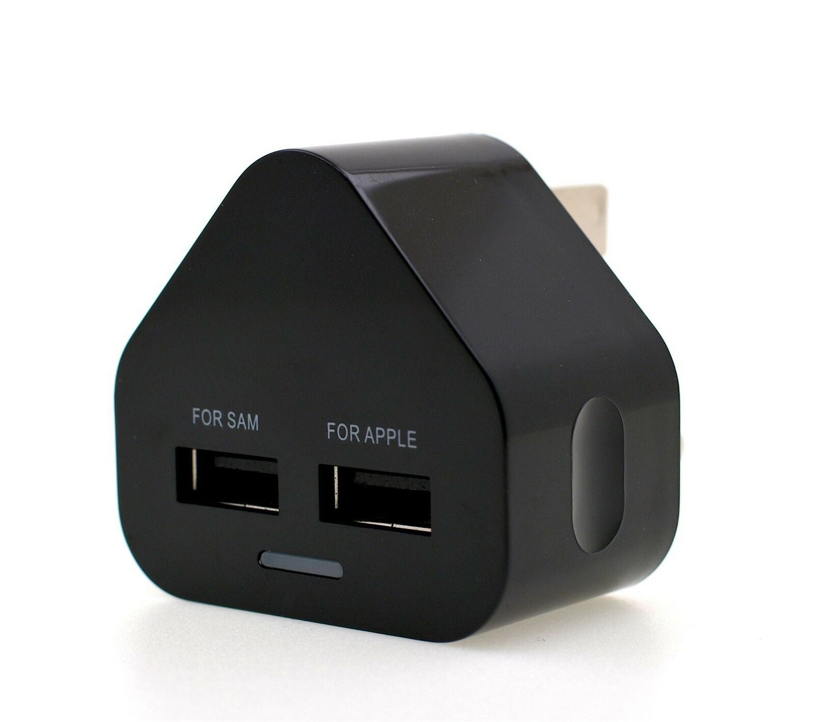 Fast Dual 2 Port USB Charger 3 Pin Mains Wall Plug Adapter UK For Mobile - Black