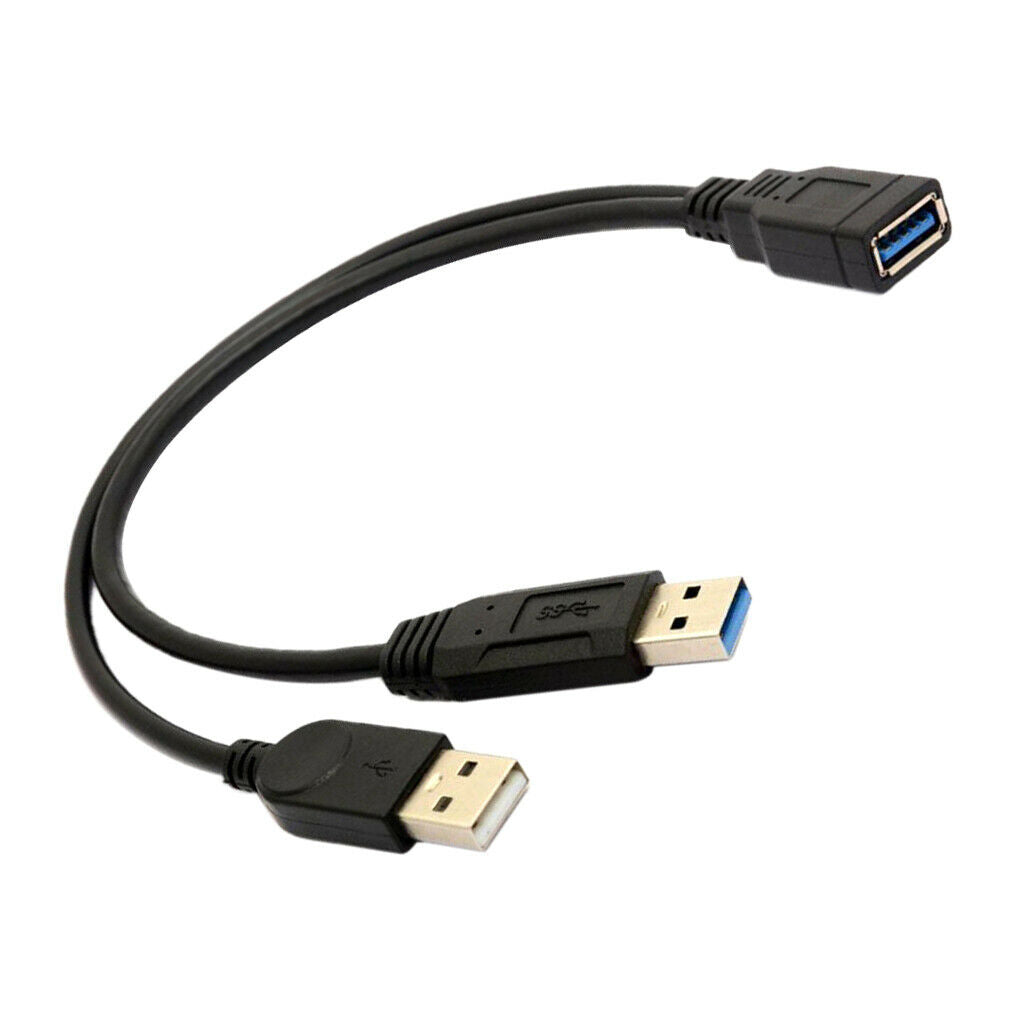 USB Female to Dual USB Male Extra Power Data Y Extension Splitter Cable