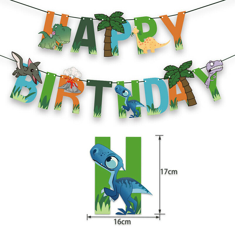 Dinosaur style flag Jungle Safari Birthday Party Jurassic World Dino Par.l8