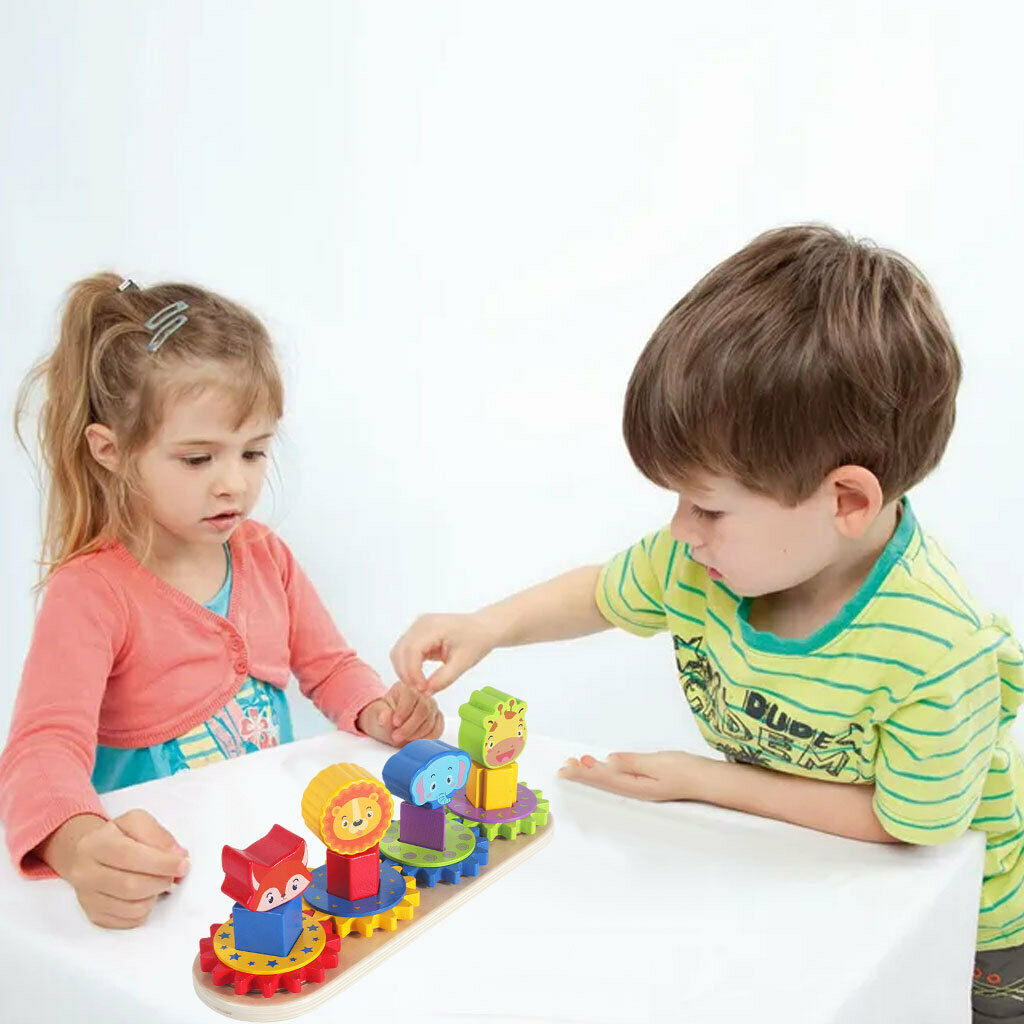 Stacking Block Toys Animal Shape Color Recognition Gear Puzzle Preschool