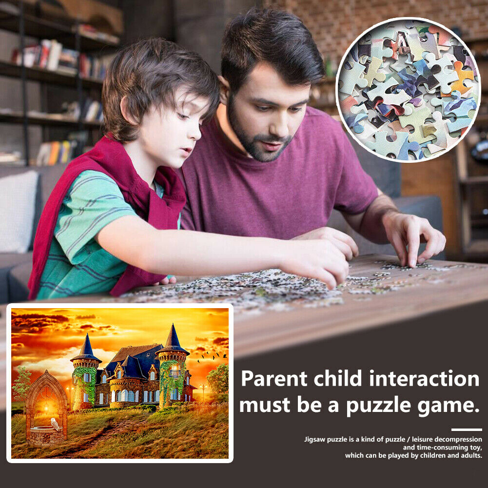 1000pcs DIY Castle Scenery Paper Puzzles for Parent-child Interactive Game @