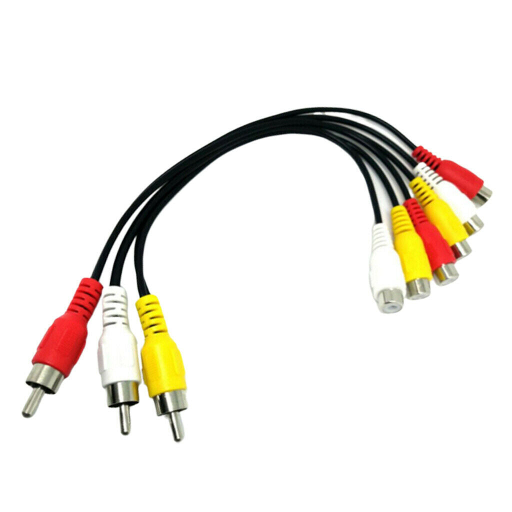 Audio AV Adapter Cable Splitter Converter Male Jack From 3 RCA To 6 Female RCA