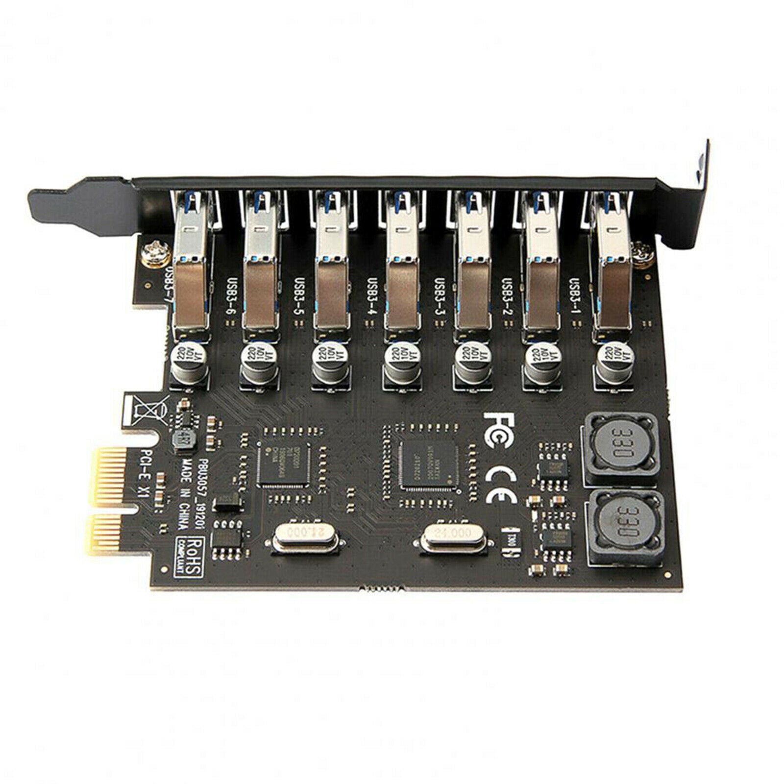 7 Ports PCI Express to USB 3.0 Adapter Card 5Gbps Hub Controller Converter