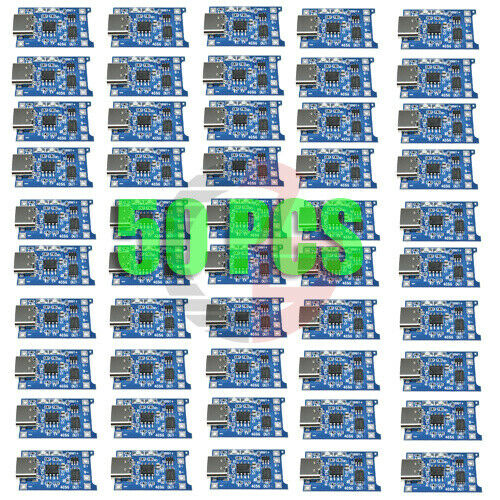 50PCS USB Type-C 5V 1A 18650 TP4056 Lithium Battery Charging Board Module