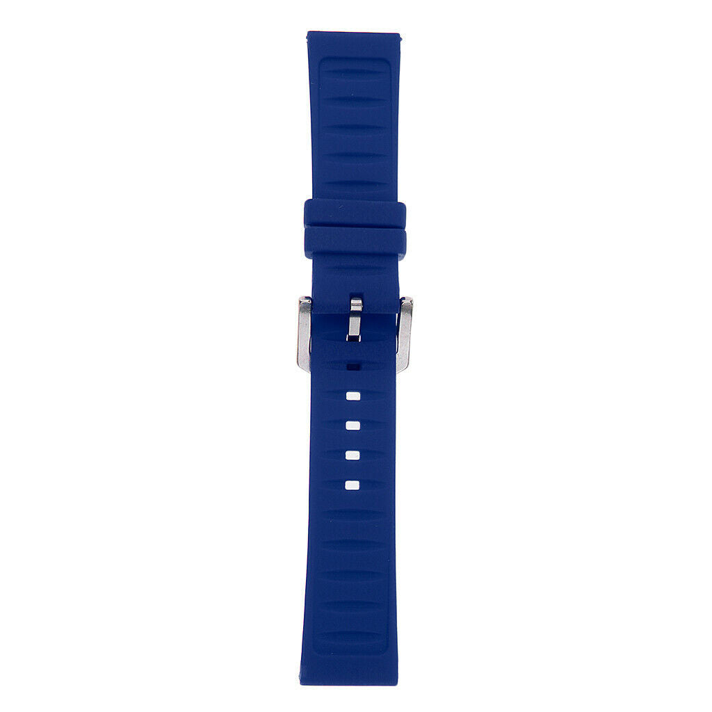 Mens Silicone Rubber Watch Strap Band Stainless Steel Buckle 21mm