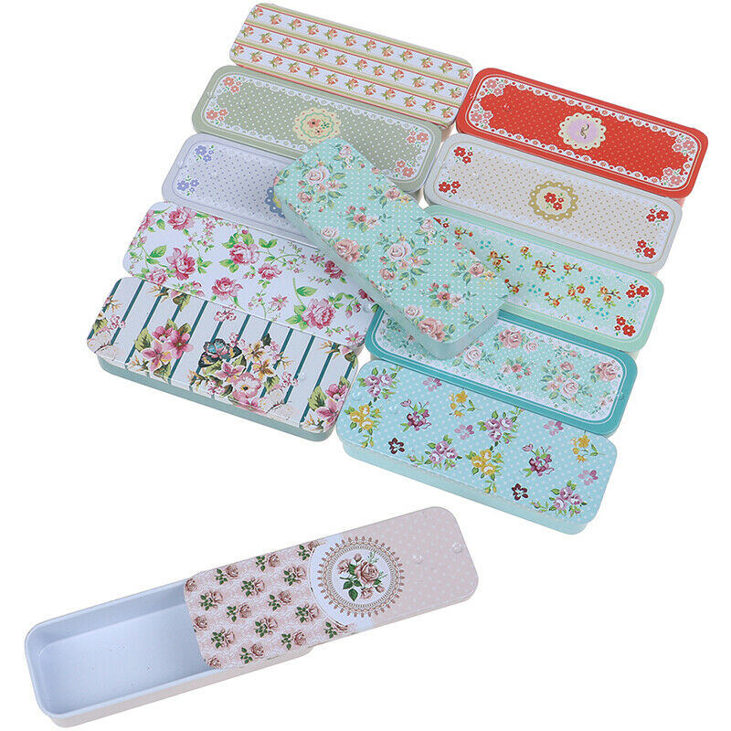 Rectangular Slide Cover Mini Iron Box Storage Pill Case Portable Tin Cont.l8