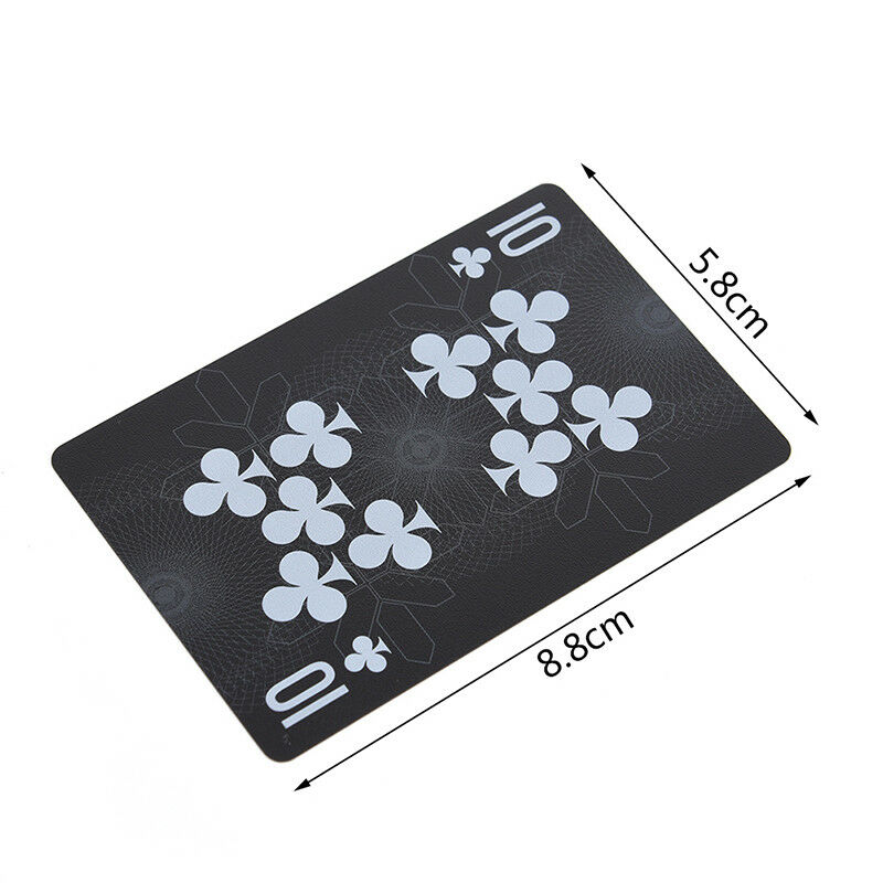 54pcs Waterproof Black Plastic Playing Cards Poker Cards Magic Playing Cards Rf