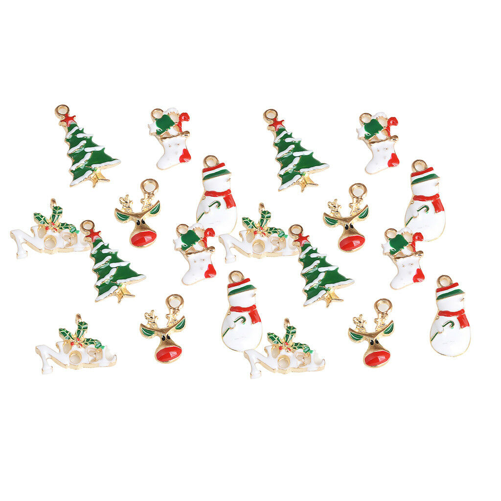 20x Christmas Charms Dangle Beads Pendant for Bracelet Jewelry Making Crafts