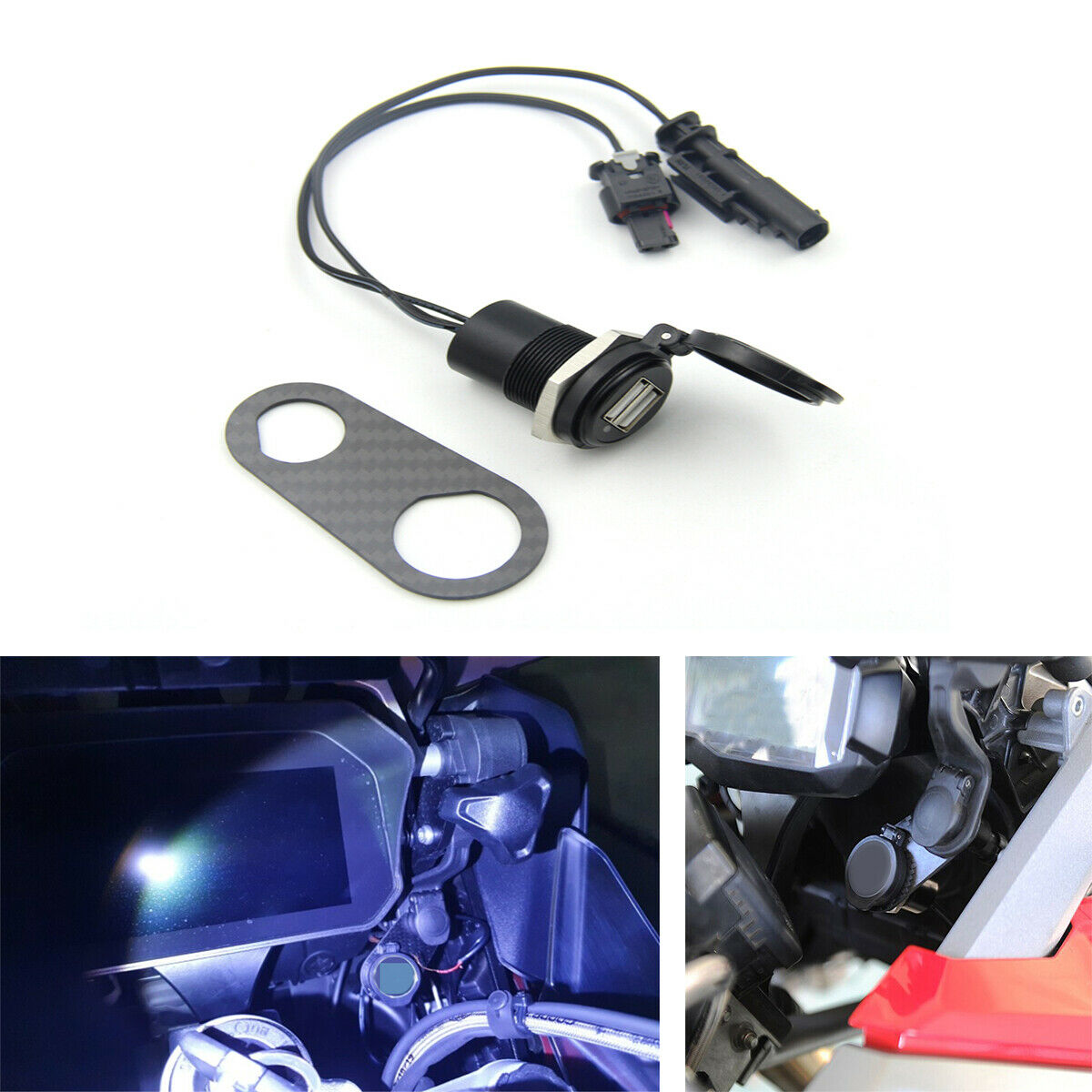1PCS Motorcycle Adjustable Dual USB 4.2A Interface Port Charger Adapter For BMW