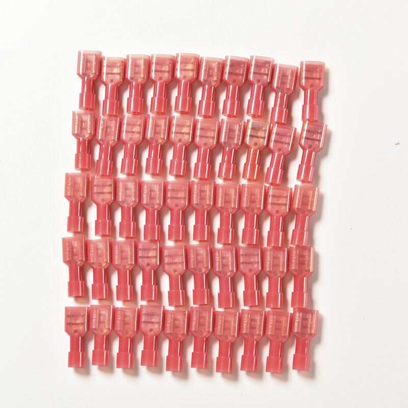 50Pcs Red Fully Insulated Nylon Female Crimp Connectors Terminals 22-16AWDD