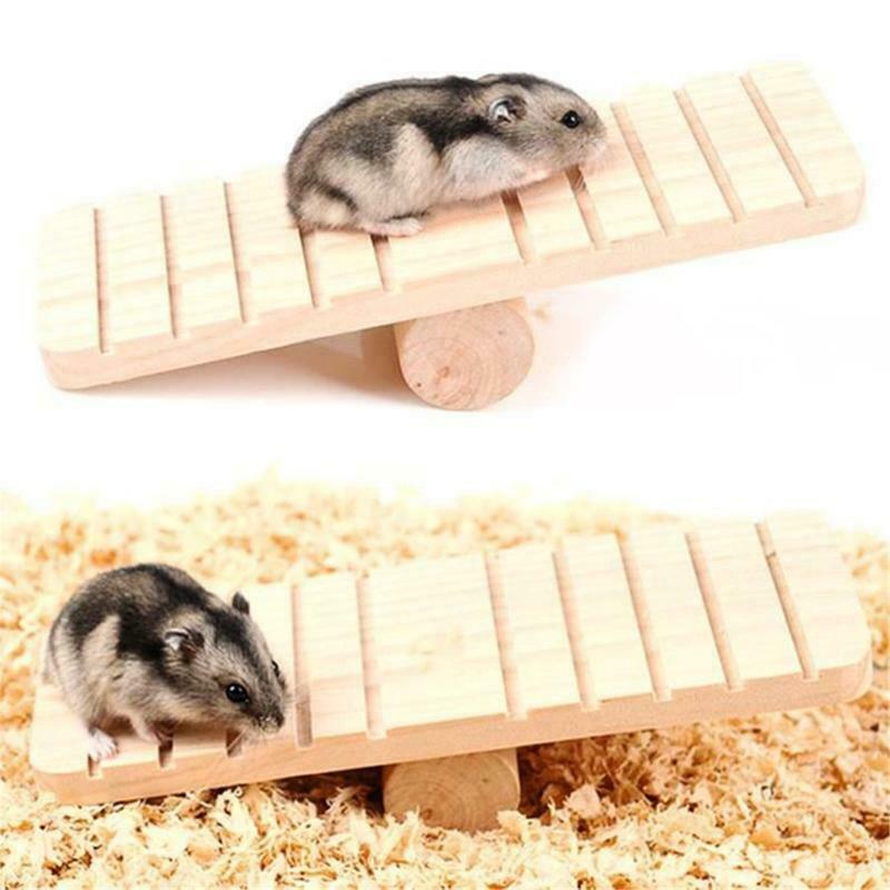 Hamster Wood Teeterboard for Small Pets Exercise Chew Toys for Dwarf Hamsters