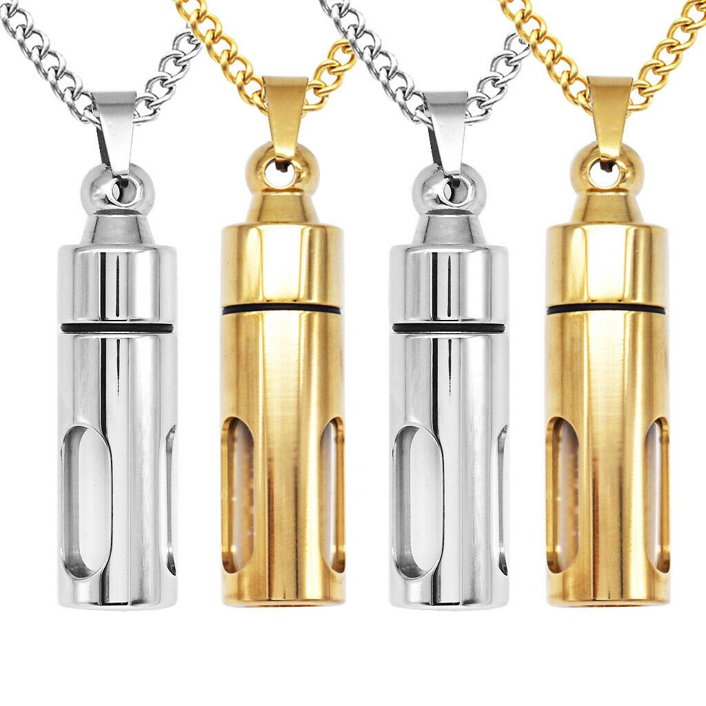 4Set Cylinder Tube Pendant Necklace Pet Urn Ashes Keepsake Memorial Jewelry