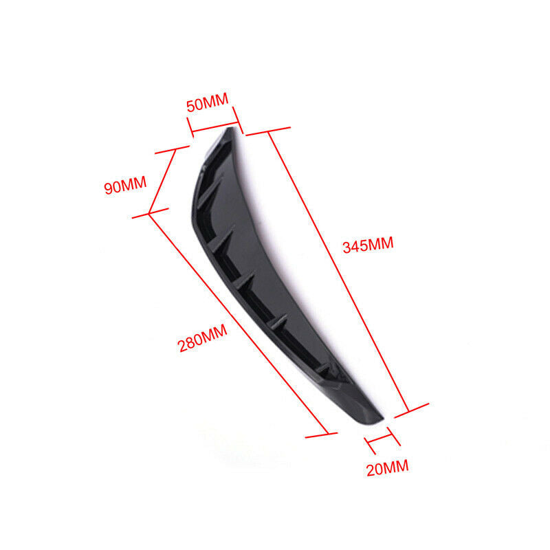 2PCS Universal Car Glossy Black Side Door Fender Vent Air Wing Cover Trim Decor