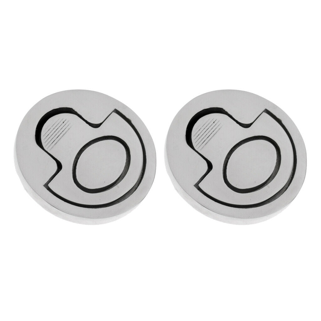 2 Pieces 2'' 50mm Round Marine Grade 316 Stainless Steel Flush Pull Lift Handle