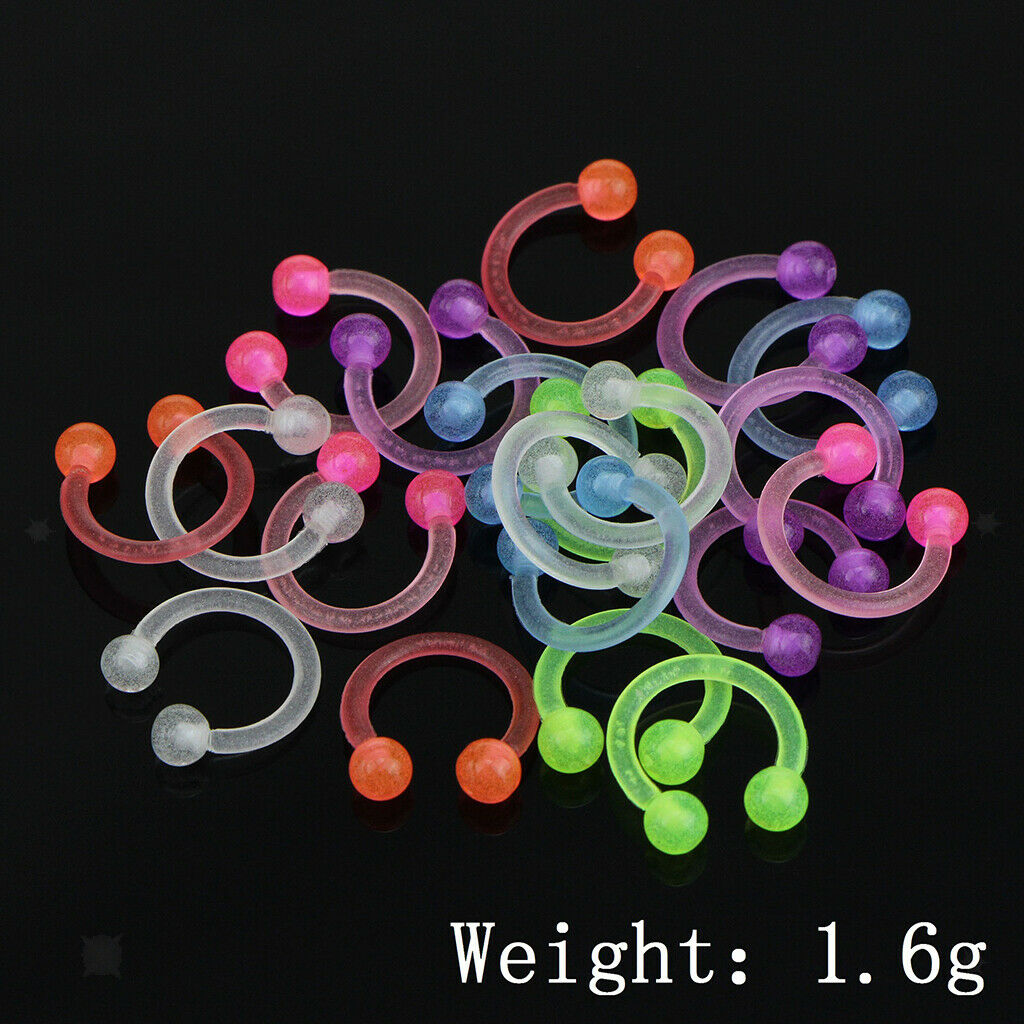 20pcs 14G Horseshoe Septum Lip Eyebrow Rings Helix Tragus Circular Jewelry