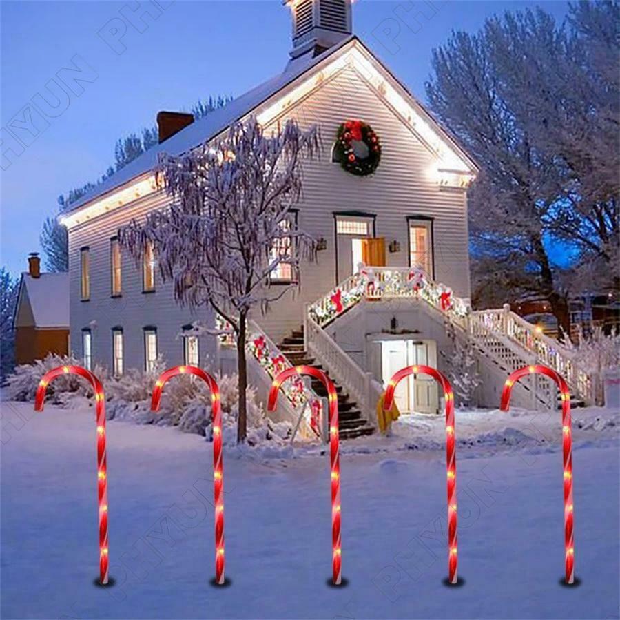 Christmas LED Decoration Lamp Garden Yard Candy Cane Walkway Light Solar Powered