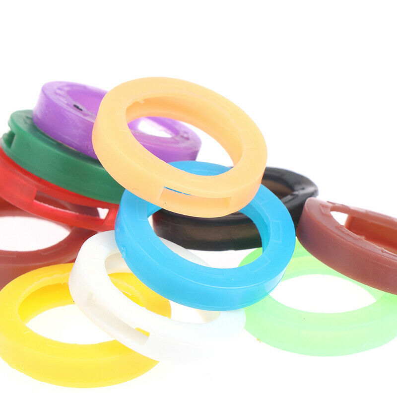50Pcs Hollow Multi Color Rubber Soft Keys Locks Cap Topper Keyring Elastic C FG