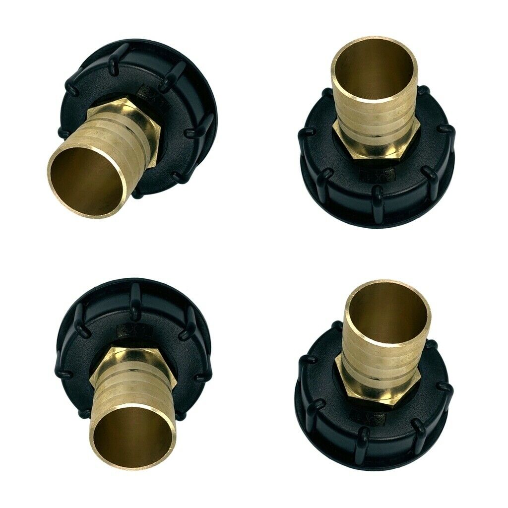 4Pcs 32mm IBC 1000L Water Tank Tap Fitting Connector 1" Brass Hose Adapter