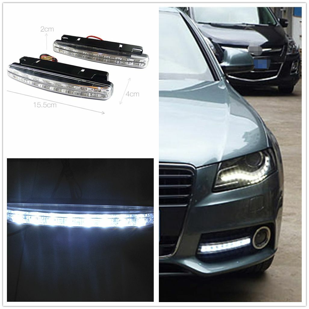 2 Pcs 8 LED Euro Daytime Running Light DRL Daylight Fog Lamp Day Lights