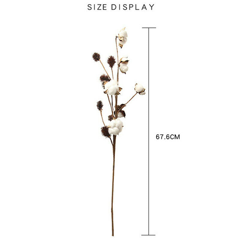 Naturally Dried Cotton Flowers Artificial Plants Floral Branch for Decora.l8