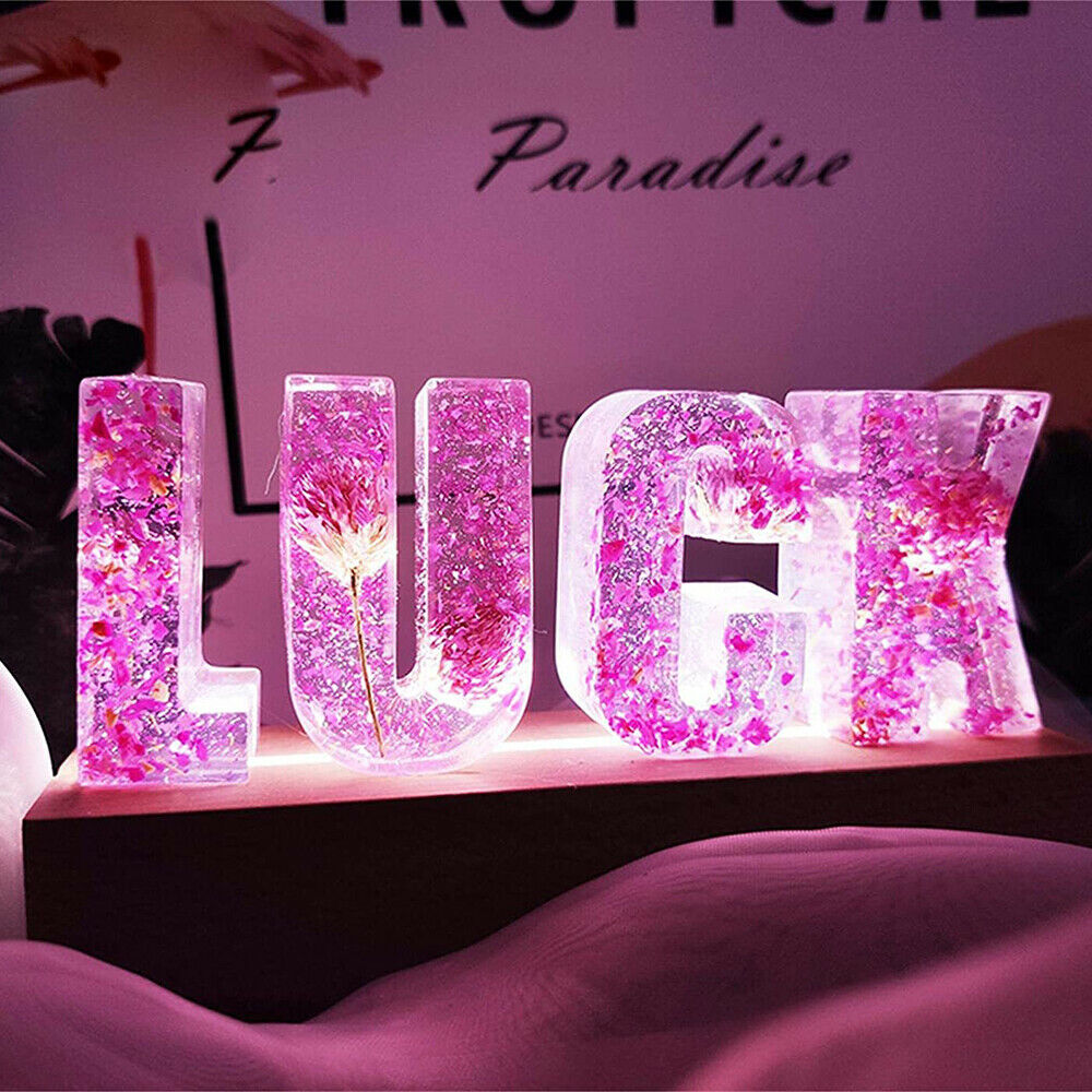 Letter Mould Small Night Light Base Stand Set DIY Epoxy Making Mould Decoration