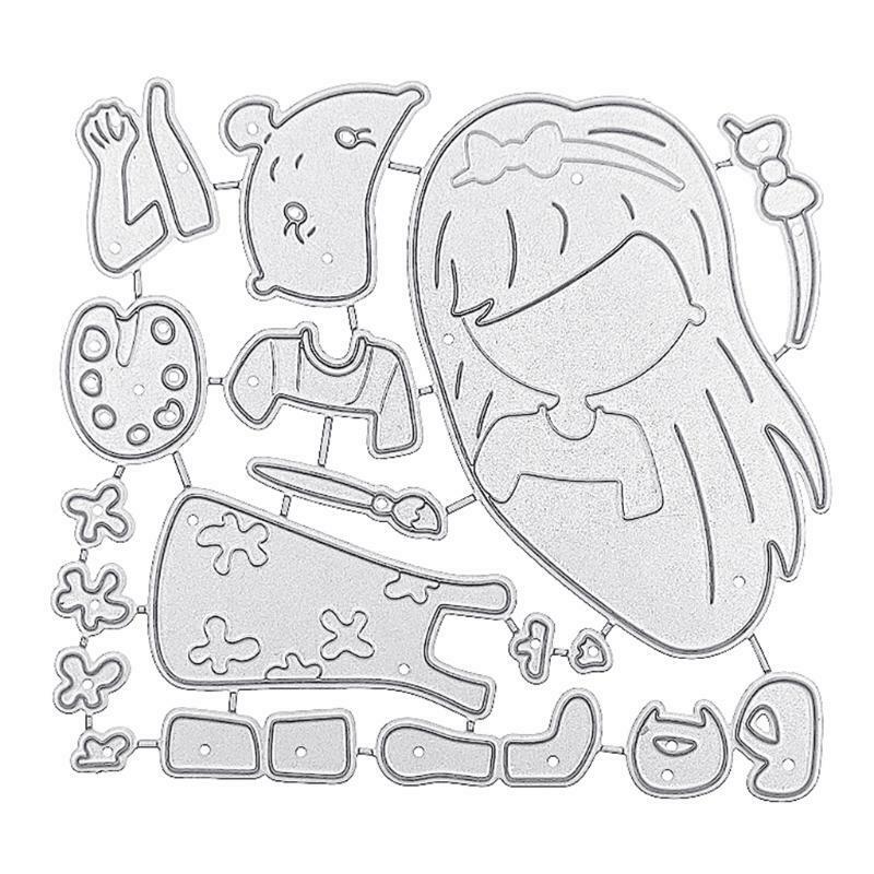 DIY Girl Painting Scrapbook Embossing Stencil Album Steel Mould for Paper Card