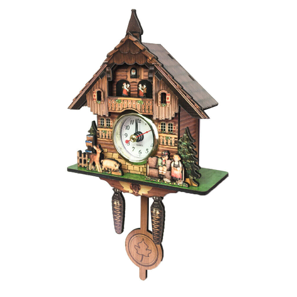 Cuckoo Clock Wood Hanging Pendulum Swing Watch Time Home Bedroom Decor Gift