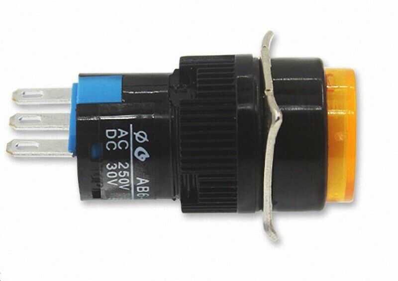 2Pcs 16mm Round Yellow Sign Open/Closed Automatic Reset Button Switc-h3 Pin