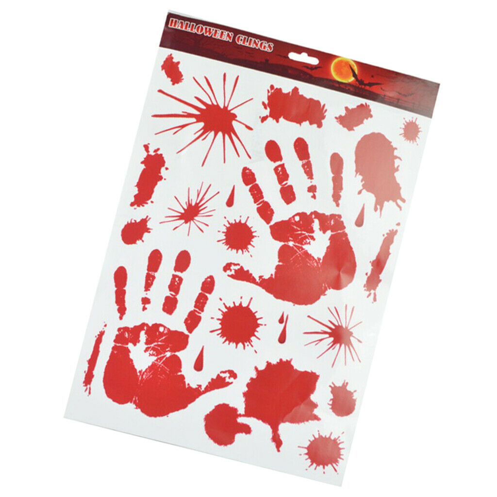 Bloody Footprints Handprint Stickers Halloween Decorations Bloody Hand