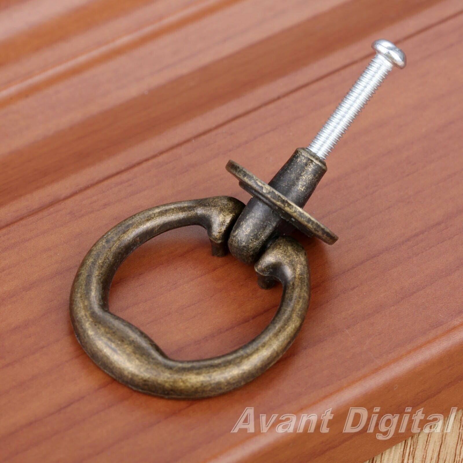 1Pc 46*36MM Cabinet Kitchen Drawer Door Knob Retro Bronze Tone Ring Pull Handle