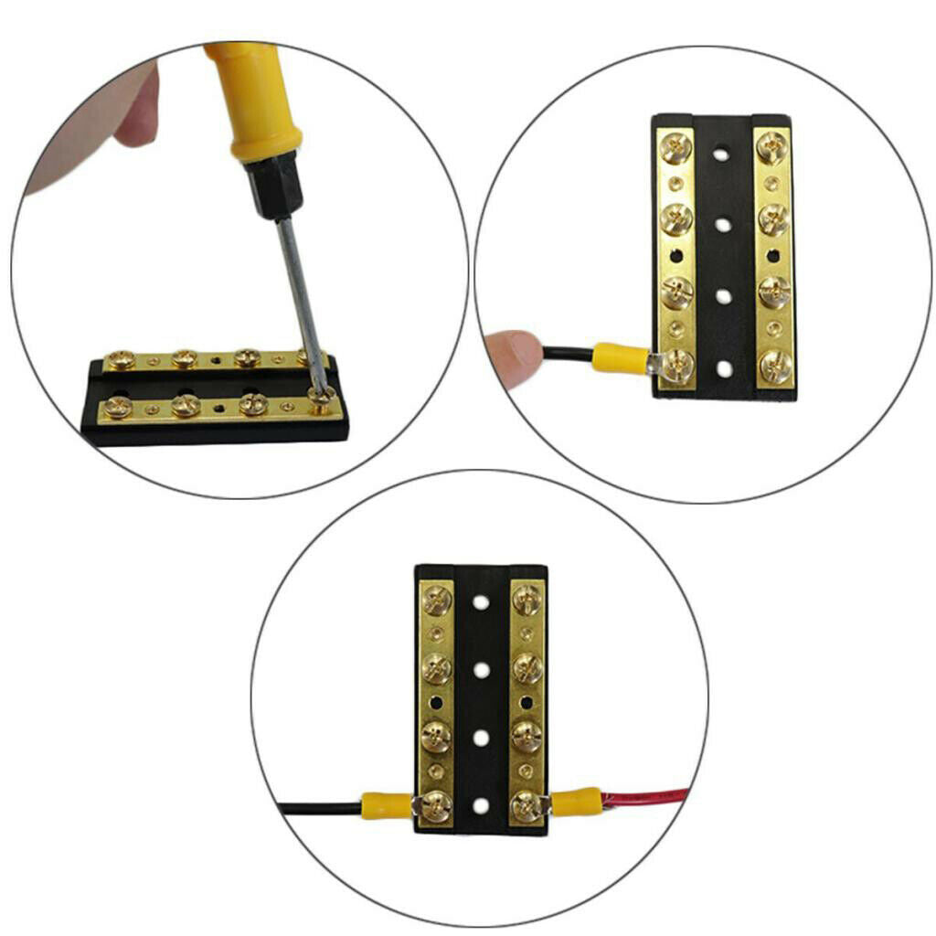 2x Marine Car 4 Gang Duel Buss Bar Block 8 Terminal 32V 60A Dual Bus Bar