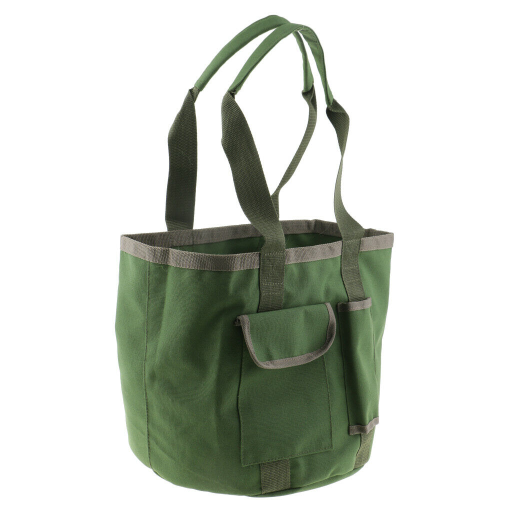 Green Canvas Gardening Garden Bucket Tool Bag Storage Holder for Accessory