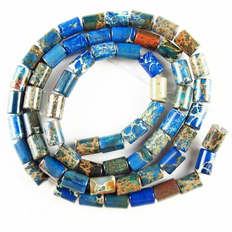 13x6mm Blue Man-made Sea Sediment Jasper Column Loose Bead 15.5 inch 596DHS